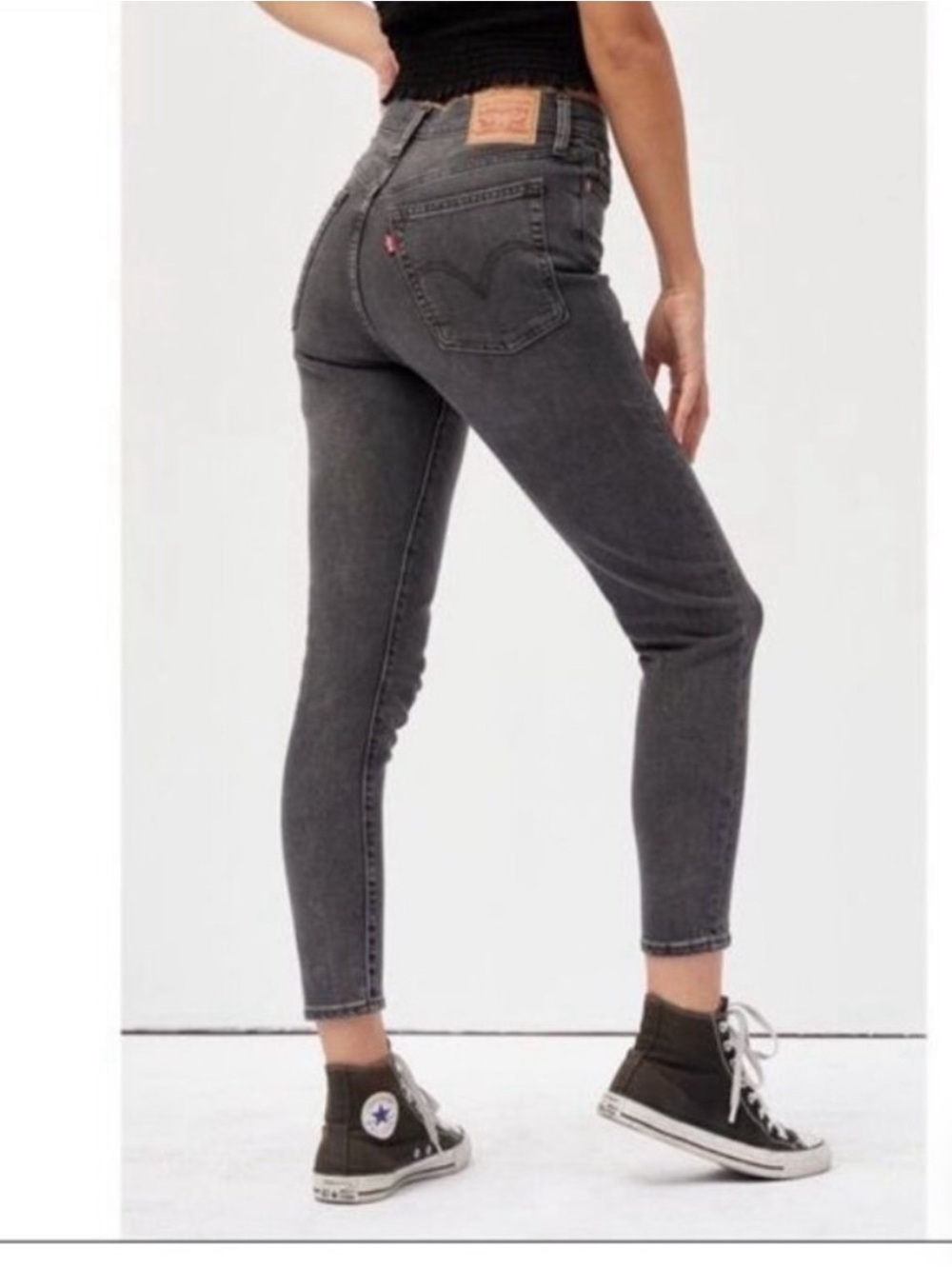 Levi Button Fly Wedgie Skinny Jeans - Gray Wash